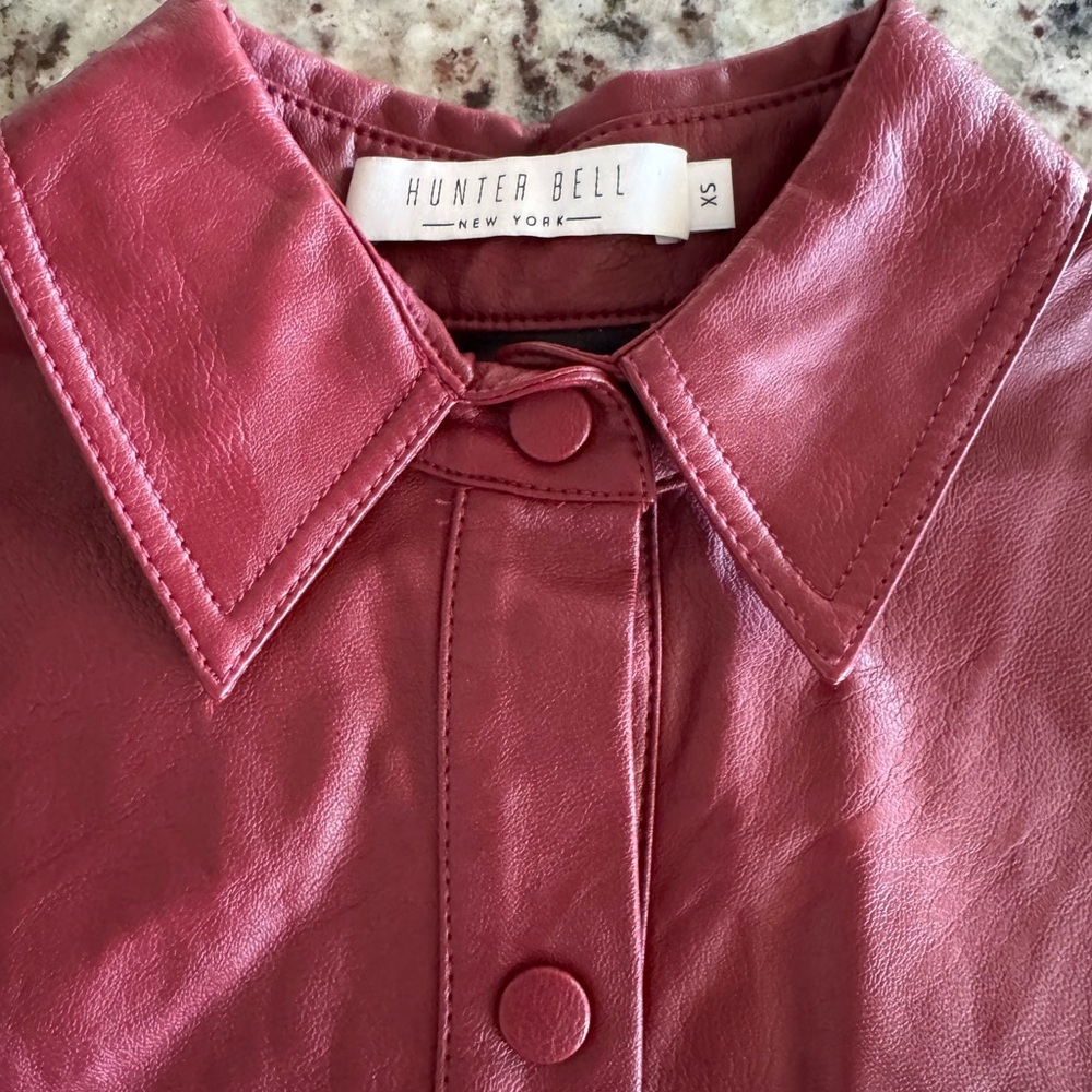 Hunter Bell- Burgundy Leather Addison Mini Dress — image 3 of 4